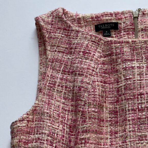 Talbots Pink Tweed Sheath Dress Women’s Size 4 Sleeveless Classic Workwear - Picture 4 of 15